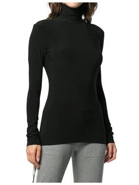 Norma Kamali Black Long Sleeve Turtleneck Zip Top Size XL
